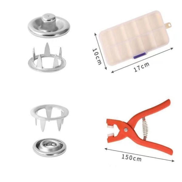 Metall Trykknapper Tang Sett Festelement Verktøy Sømknapper 50pcs