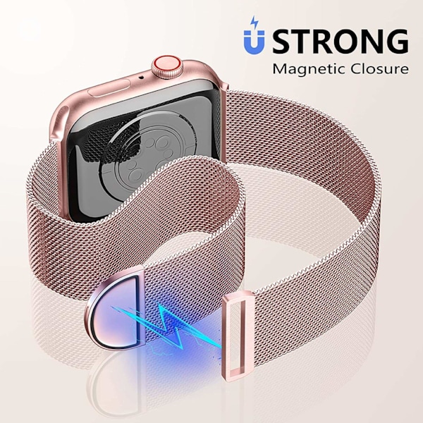 Metallband kompatibelt med Apple Watch 40mm 38mm 41mm Roséguld - WELLNGS Roséguld Rose Pink Gold 38/40/41mm