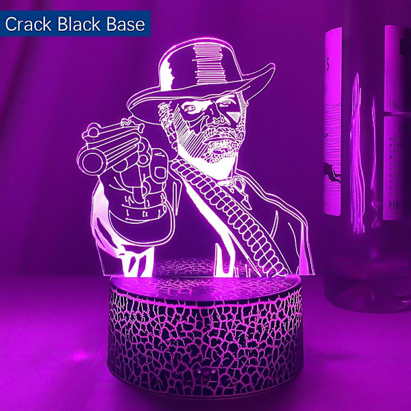 Red Dead Redemption 2 Spil Gave Akryl 3D Lampe til Spilværelse Dekoration Natlampe RDR2 Arthur Morgan Figur Børn LED Natlampe Crack Sort Base