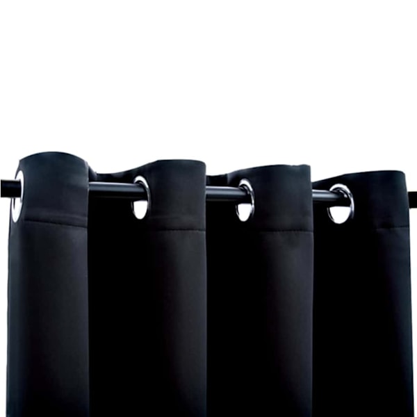 vidaXL Mørklægningsgardiner med metalringe 2 stk sort 140x175 cm black 1450