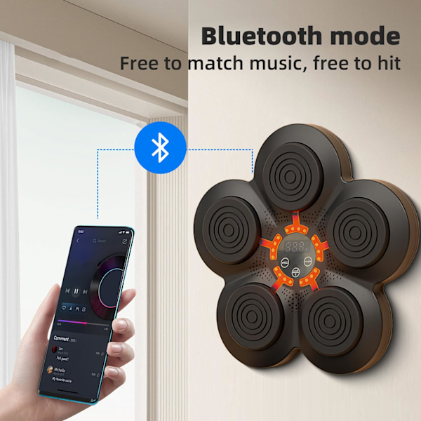 Boksingmaskin med musikk Elektronisk bokser Bärbar veggmontert Bluetooth musikk Elektronisk bokser Gave til barn og voksne Bare boksingmaskiner Only boxing machines