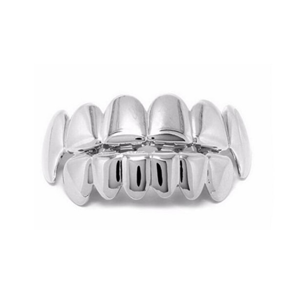 2-pakk Grillz Hiphop Hopea Hammasriipus Bling Kultahampaat A$AP silver