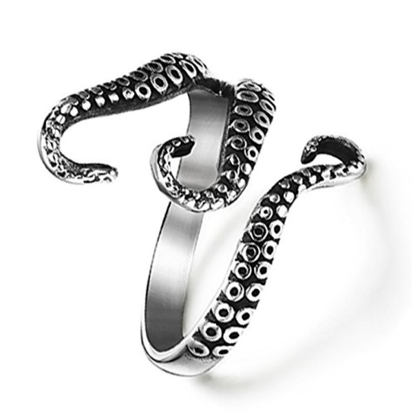 Rustfritt stål blekksprut ring menn og kvinner retro ring natt