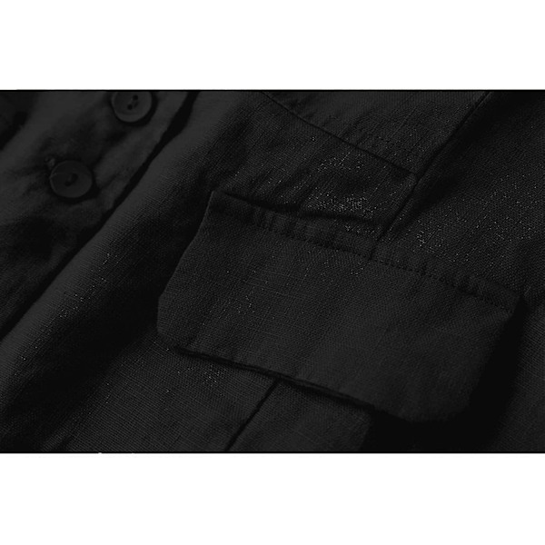 Kvindes Bomuldslinned Vest, Casual Løstsiddende V-hals Ærmeløs Vestjakke Sort XL Black