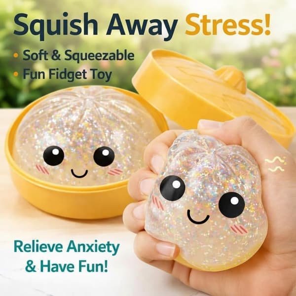 Glitrende stressbold til sansemæssig stimulering og stresslindring, elastisk, 1 stk. i transparent-FA- transparent