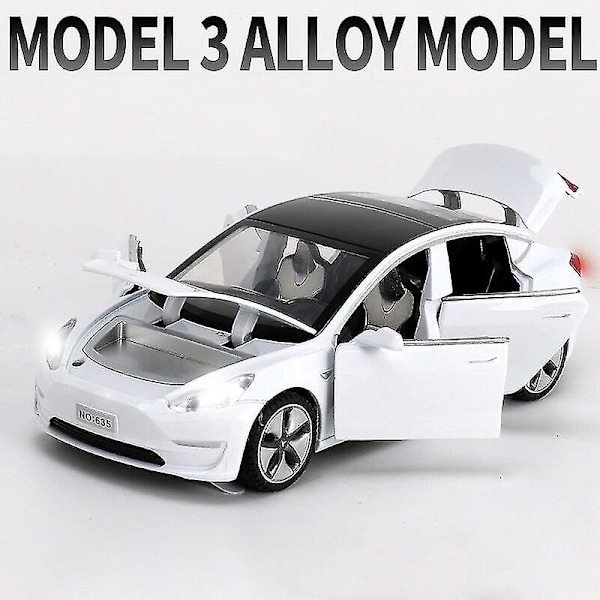 1:32 Tesla Model X Model 3 Model S Model Y Legering Bilmodel Diecasts Legetøjsbil Lyd Og Lys Børn Legetøj Til Børn Gaver Dreng Legetøj Model 3 White