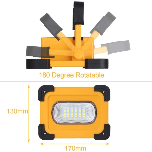 Oppladbar LED-spotlight 60W 3000 Lumen arbeidslys med