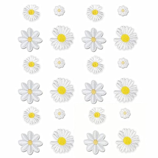 Strykejärns-på-lapp Sy-på-lappar Daisy Flower Patches 24 stycken Creat