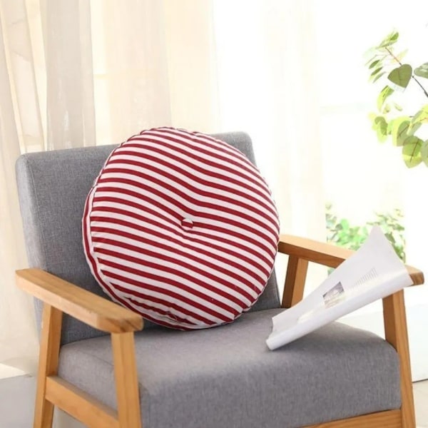 Pyöreä istuintyyny, puuvillapellava tatamityyny, paksut pehmeät tuolipehmusteet toimistotuolipehmusteille, punainen valkoinen, 45 cm (18 tuumaa)