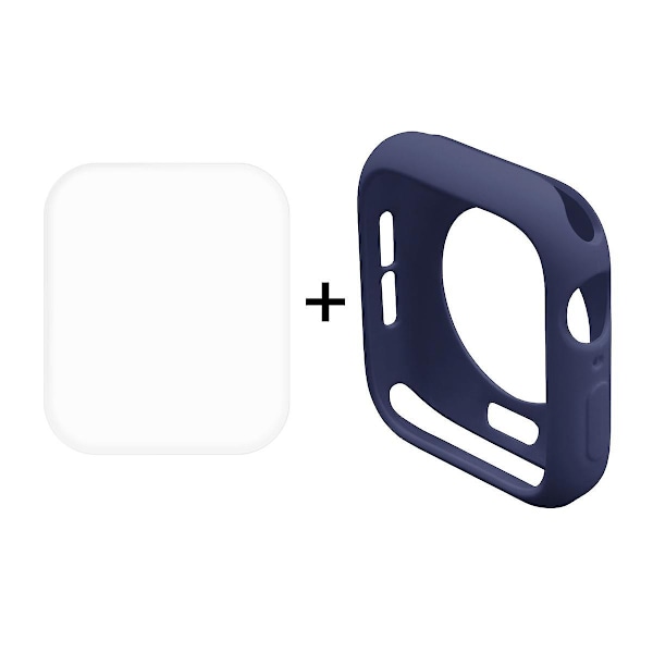 TPU-skyddsfodral för Apple Watch Series 4/5/6/SE/SE (2022) 40mm, + 3D Full Size HD Clear PET-film Dark Blue