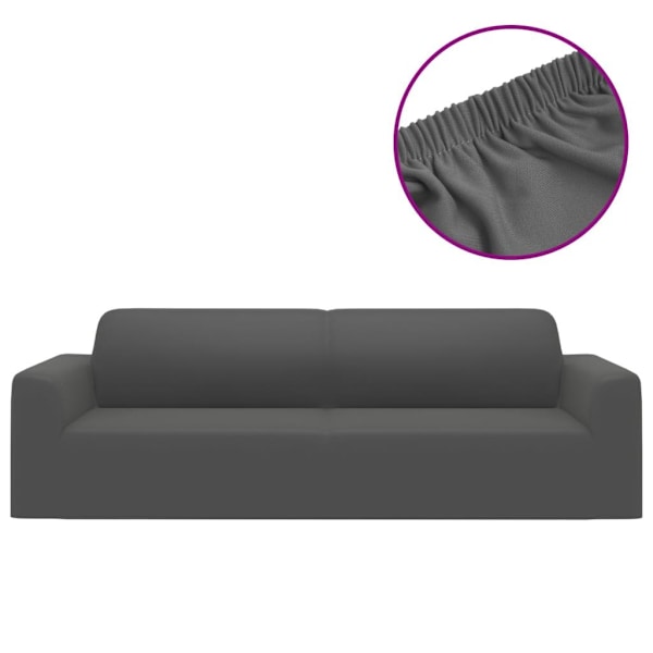 vidaXL Sofa Betræk 3-personers med Stretch Antracit Polyesterjersey silver 1300