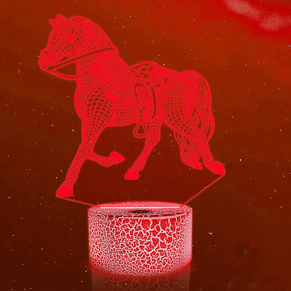 3D Häst LED Nattljus Lampa Illusion Nattljus 16 Färger