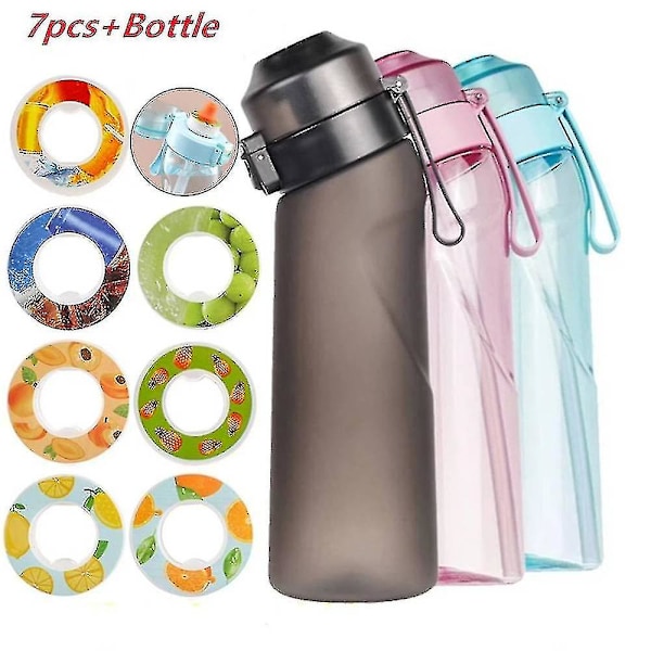 Mausteinen vesipullo 7 makupodilla Air Water Up-pullo Jäätynyt musta 650 ml Air Starter Up-setti Vesi-kuppi leirintään Urheilu Vaaleanpunainen Sininen Pinkki Sininen Pink Blue Only water bottle