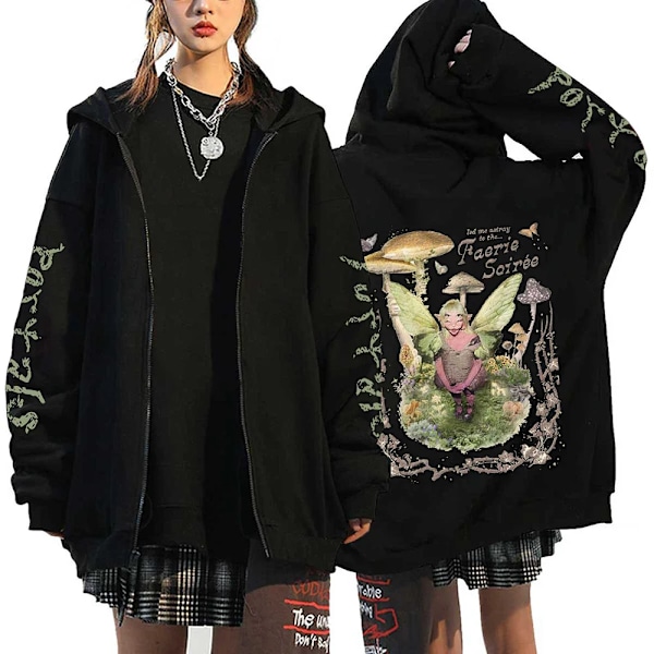 Melanie Martinez Portals Hupparit Piirretty Vetoketju Huppareita Hip Hop Streetwear Hatut Miehet Naiset Ylisuuret Takit Y2K Vaatteet Black10 Black10 4XL