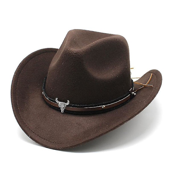 Western Cowboy Top Hat Filt Hatt Brun