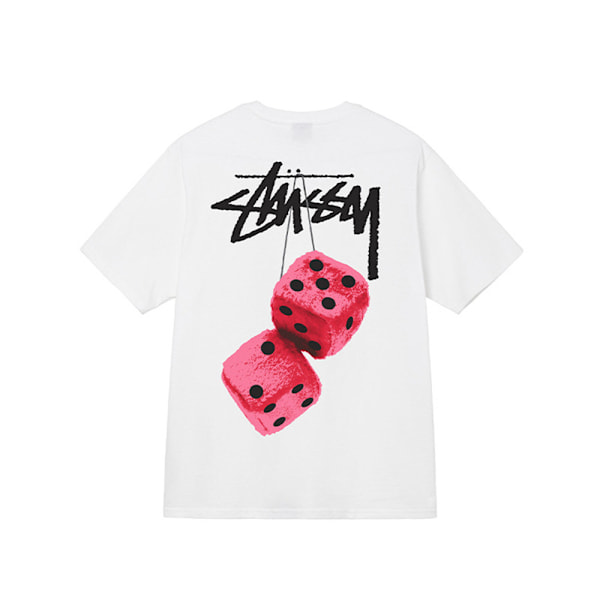 Unisex 2024 Stussy Fuzzy Dice T-shirt Åndbar T-shirt Topper Hvid White M