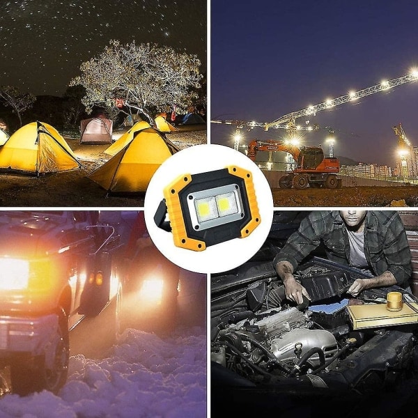 2-pack bärbar led arbetslampa, laddningsbara strålkastare med USB, spotlight Vattentät utomhus för bilreparation Camping reser fiske och jobb sitta