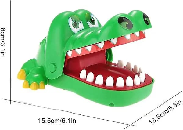 Crocodile Dentist bit-i-fingret-spel, interaktiv leksak i plast för barn och familjefester, grön-FA-
