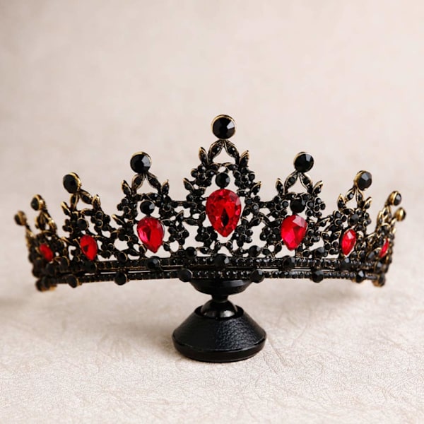 NOE Barock bröllopskronor, svarta strass, gotisk chic