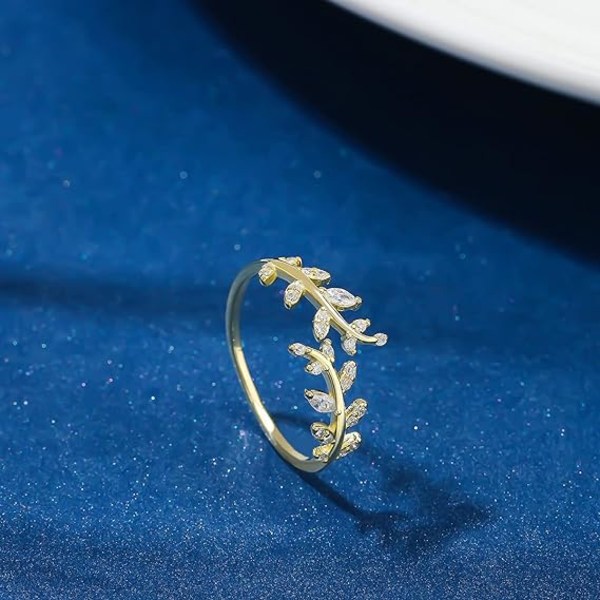 Bladring för kvinnor, justerbar 925 sterling silver ring, modering