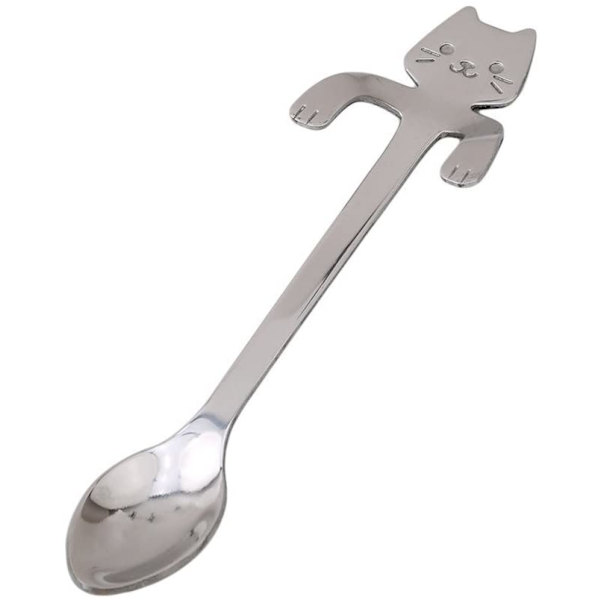 Mini ruostumattomasta teräksestä valmistetut kissakahvilusikat 4 kpl Tee Keitto Sokeri