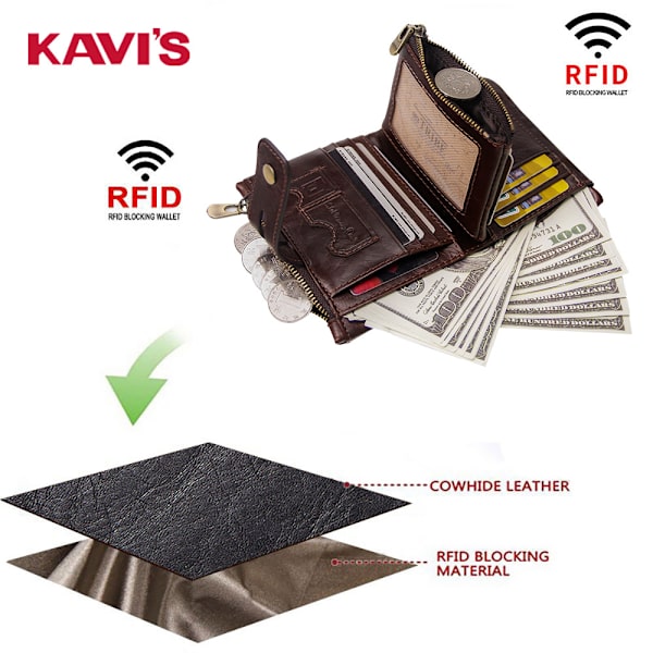 Miehen Aito Nahkainen Lompakko Rfid Varkaudenestoharja Aito Nahkainen Lompakko Doka Bit Crazy Horse Nahka Vintage Miesten Lompakko Black