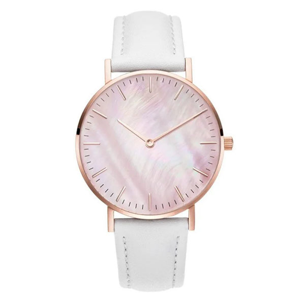 Nyt Mode Enkelt Ur Dameure Casual Dame Læder Kvartsur Ur Kvinder Relogio Feminino Zegarek Damski White(.609)