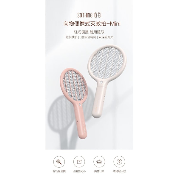 Elektrisk fluesmækkerracket, Mini 2 i 1 Smart Bug Zapper med USB-opladelig base, kraftig myggefældelampe og fluedræber med 3-lags sikkerhed M Pink