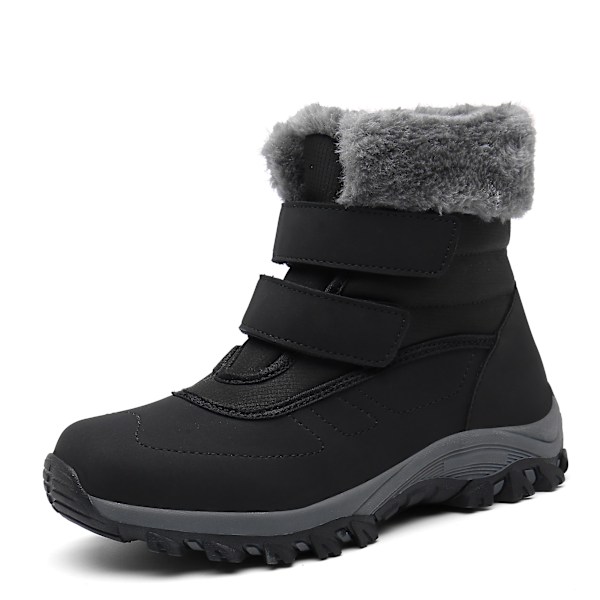 Vinterboots för kvinnor, varma ankelboots Halksäkra vinterskor 6299 Svart Black 39