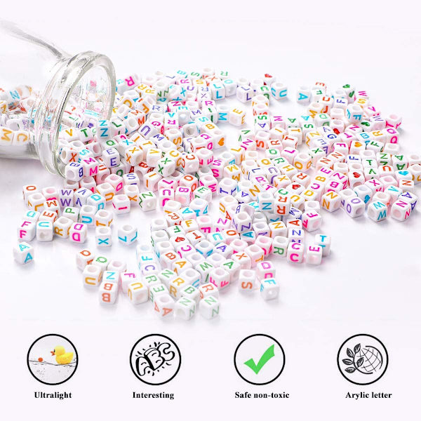 1200 stk akryl alfabet perler 6mm  DIY smykkefremstilling Typ A
