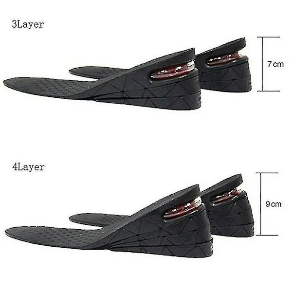 Unisex 3cm, 5cm, 7cm eller 9cm klackhöjande skoinlägg (svart) 3 Layer(7cm)