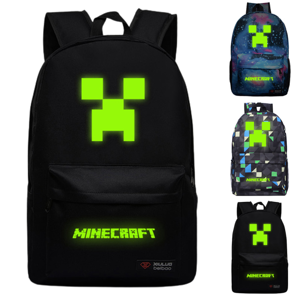 Minecraft Ryggsekk Barn Gutt Student Skole Veske Reise Ryggsekk blue plaid