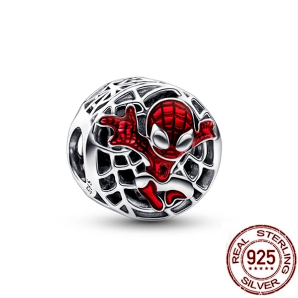 Disney 925 Sterling Silver Spindel Super Man Charm Bead Passar Original Pandora DIY Marvel Armband Kvinnors Hängande Smycken Gi Gi Gi Gis Stylinga Fluorescent Green