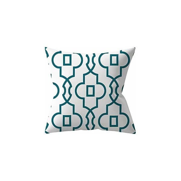 Sæt med 4 udendørs pudebetræk, 45x45cm Vandtætte linned sofapuder, Grønne planter, Dekorative puder til haven (45x45cm, Turkis)-FA-