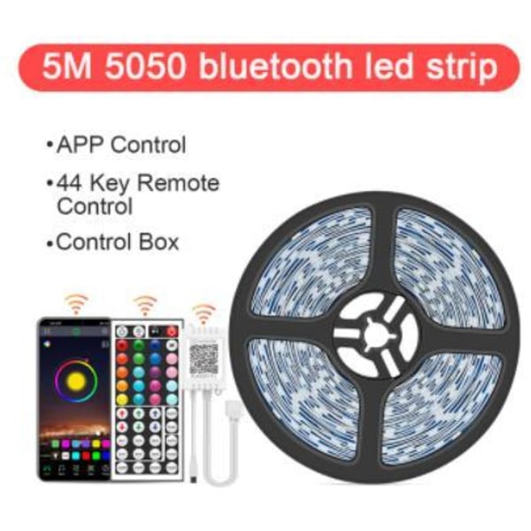 5M - 44-tasters Bluetooth LED-stribe - APP-styring MultiC multicolor 5m smd5050 bluetooth led strip 30led