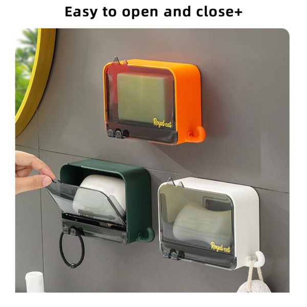 Badeværelses Sæbeholder Væghængt Flip Lock Sæbeopvaskemiddel Ingen Boring Sæbe Opbevaringsholder til Køkken orange