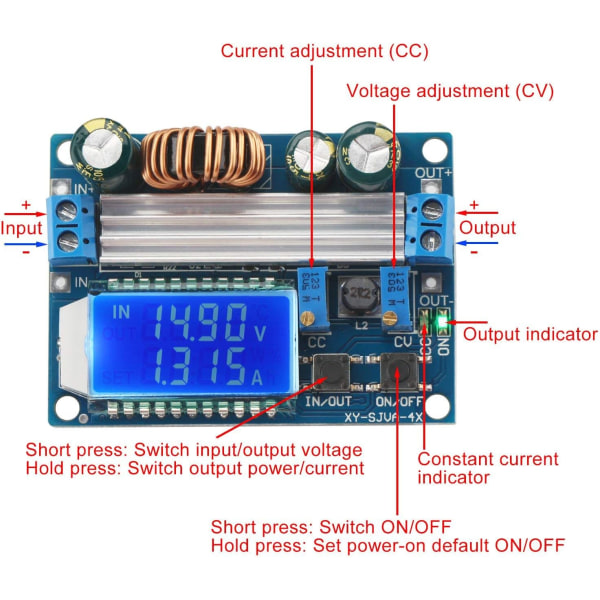 Display Buck Boost-omformer, abonnentkort DC 5,5-30V 12v til DC 0,5-30V