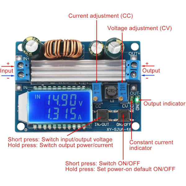 Display Buck Boost-omvandlare, Abonnentkort DC 5,5-30V 12v till DC 0,5-30V