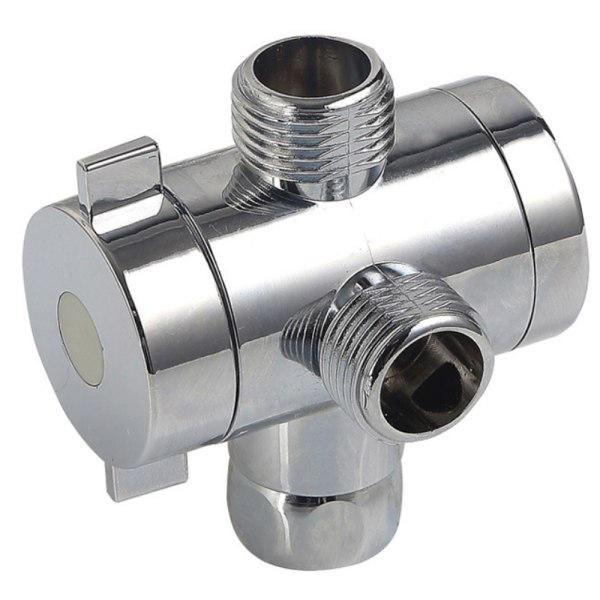 3-veis T-adapter Dusjhode Armfeste Diverter Ventil 1/2'