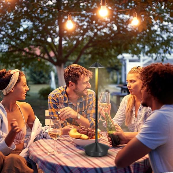 Dimbar LED-bordslampa i aluminium, IP54-skydd, för inomhus-/utomhusbruk, laddningsbas med kontakt, H29 cm, EU-kontakt - Corten-WELLNGS Gray