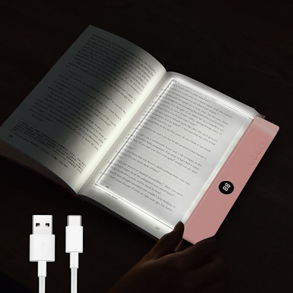 Book Light, Rechargeable Clear LED Flat Reading Light with 3 Colors & Timer, Dimmable Panel Light Book Full Page Light for Reading in Bed at Night-FA-