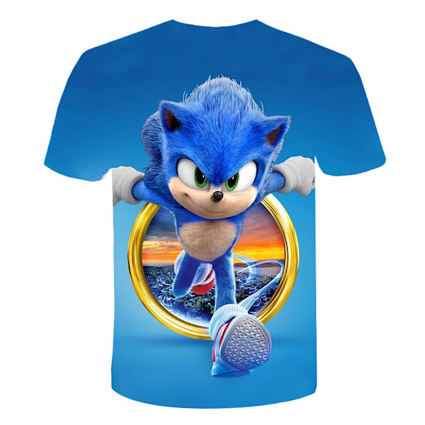 Sonic The Hedgehog 3D T-shirt för barn - Kortärmad T-shirt Blå 120cm Blue