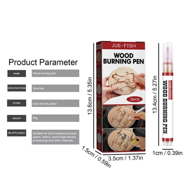 3 stk. Scorch Pen Markører til træ træ brænding pen 3pcs