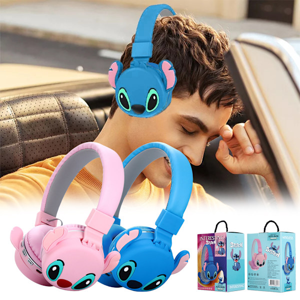 Lilo & Stitch Kids Vikbare trådløse hovedtelefoner Øretelefoner Headset Gave Blue