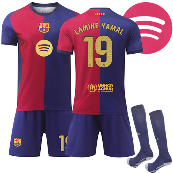 2024-2025 Barcelona Home barnfotbollströja nr 19 Yamal 20 short sleeve