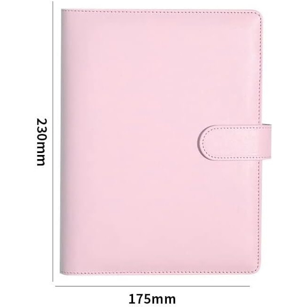 Læder A5 Ringbind Planner Notebook Planner med magnetlås (indre papir er ikke inkluderet) - Rosa Pink