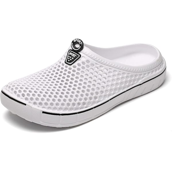 Unisex Træsko Casual Tøfler Hurtigtørrende Sandaler Hvid White 42