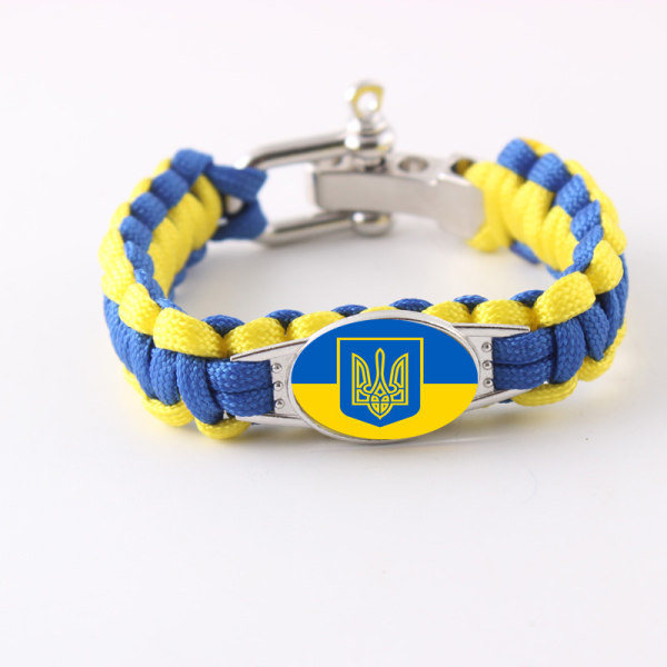 1:a Ukrainan lipun rannekoru Paracord Punottu rannekoru Ulkoilu Selviytymisrannekoru - Ukraina (Säädettävä) - FA5-