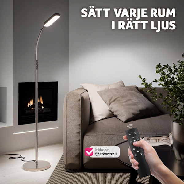 tectake Golvlampa Prisma LED, 5 ljuslägen, 12 W, dimbar silver 2300