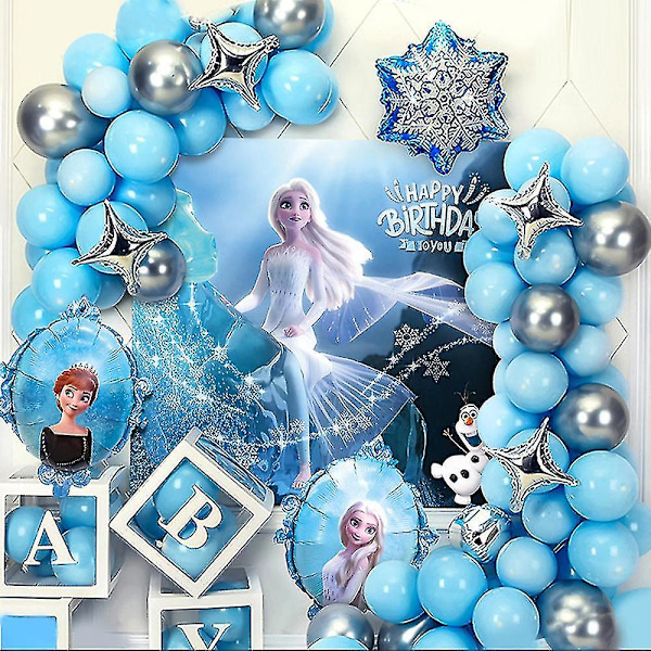 Frozen Elsa Anna tema affisch ballonger båge kit barn födelsedagsfest dekorationer tillbehör